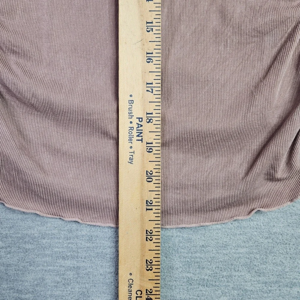 Intimately Free People Women's Small Pink Ribbed Ruched Short Sleeve Top